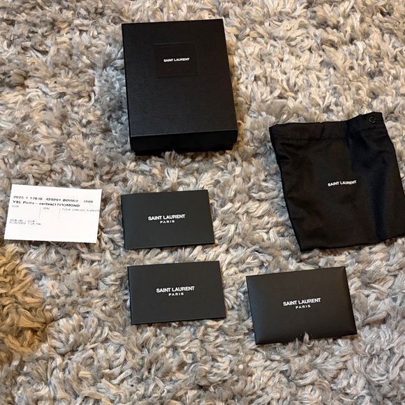 FULL SET YSL Saint Laurent Box Dust Bag Cards Authentic Packaging
